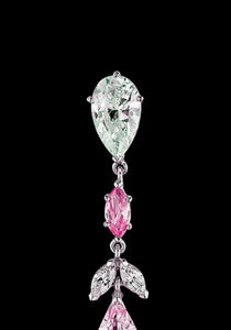 Blush Calla Lily, 18K White Gold, Pink Sapphires + Diamond Earrings