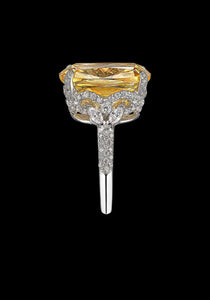 Broderie, 18K White Gold, Canary + Diamond Ring