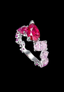 Ombré Nova Starburst, 18K White Gold + Pink Sapphire Ring