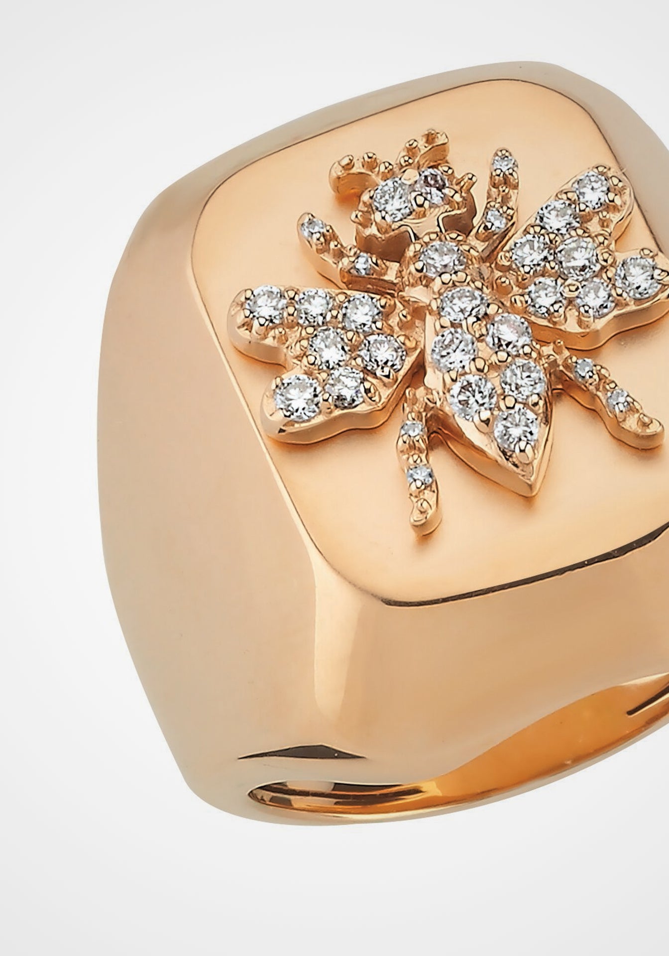 Queen Bee, 14K Rose Gold + Diamond Ring