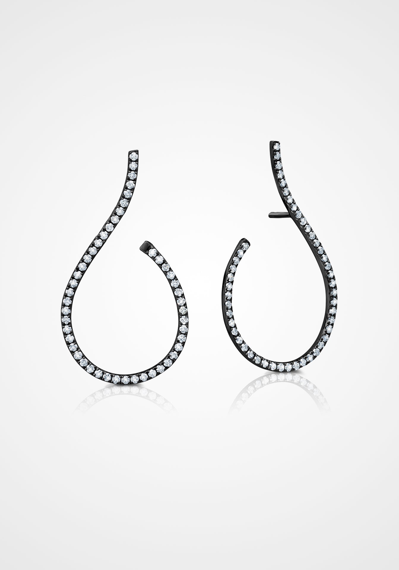 Mega Swirl, 18K Black Gold + Diamond Earrings