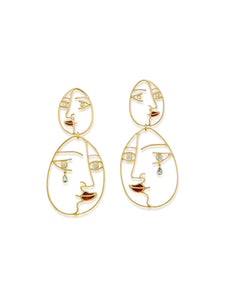 Visage, 18K Yellow Gold + Multi-Stone Earrings