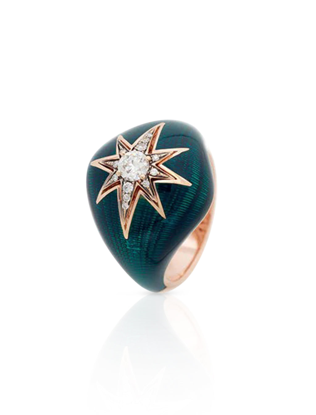 Aïda, 18K Yellow Gold, Petrol Enamel + Diamond Pinky Ring – The  Conservatory NYC, image size:1024x1345