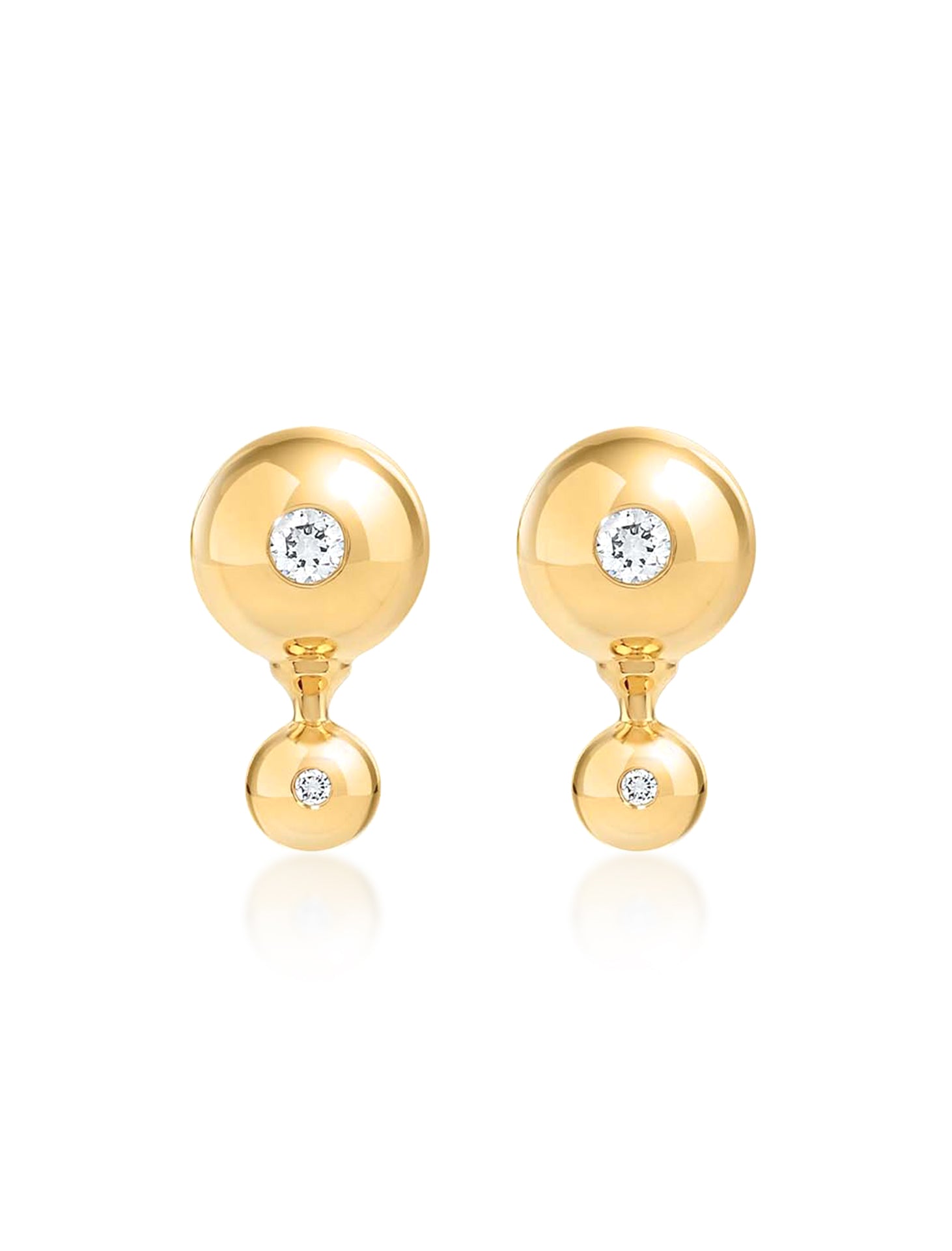 Nemara, 18K Yellow Gold + Diamond Earrings
