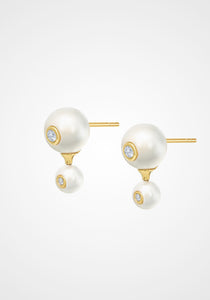 Nemara, 18K Yellow Gold + Akoya Pearl Earrings