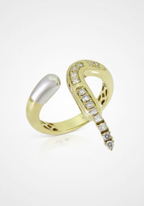Drip Tube, 14K Yellow Gold + Diamond Ring