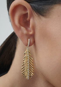 Plume, 18K Yellow Gold + Diamond Earrings