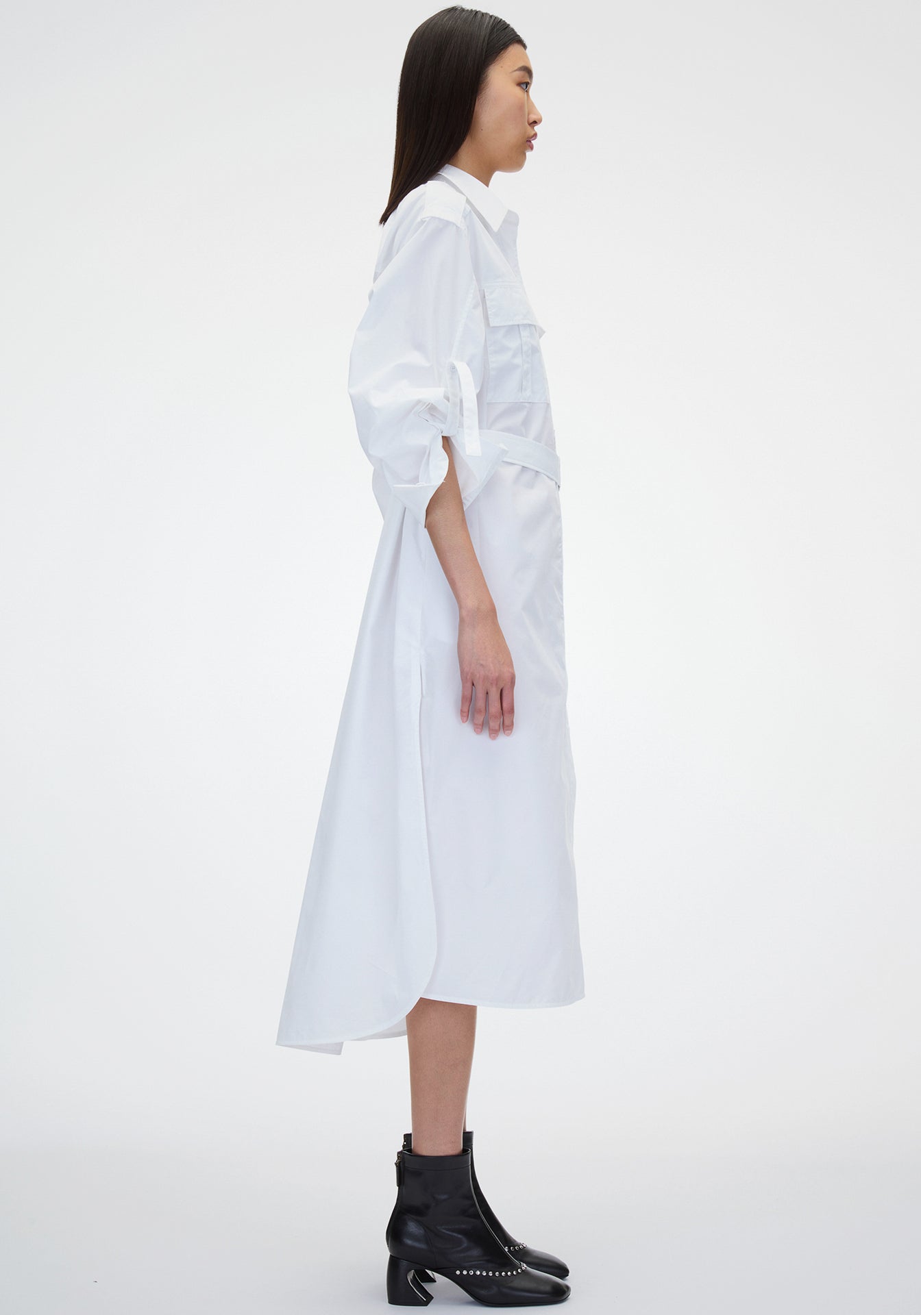 Poplin Utility Midi Shirt Dress