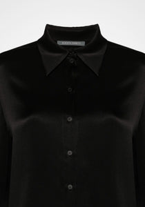 Shiny Satin Button Down Blouse