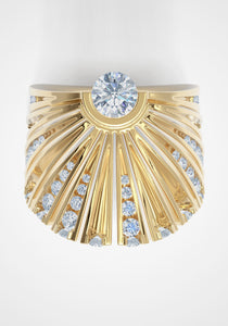 The Fabella, 18K Yellow Gold + Diamond Pinky Ring