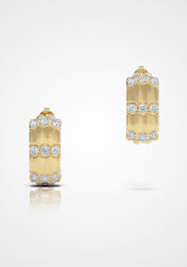 The Fluted Drop, 18K Yellow Gold, Tsavorite + Diamond Earrings