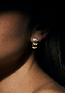 The Fluted Drop, 18K Yellow Gold, Tsavorite + Diamond Earrings