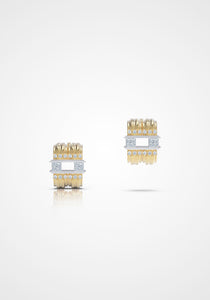 The Fluted Duet, 18K Gold + Diamond Earrings