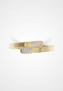 The Fluted Embrace, 18K Gold + Diamond Bangle