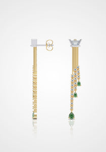 The Fluted Falls, 18K Gold, Tourmaline + Diamond Earrings