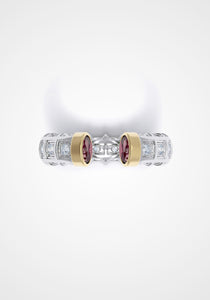 The Open Odeon, 18K Gold, Tourmaline + Diamond Ring