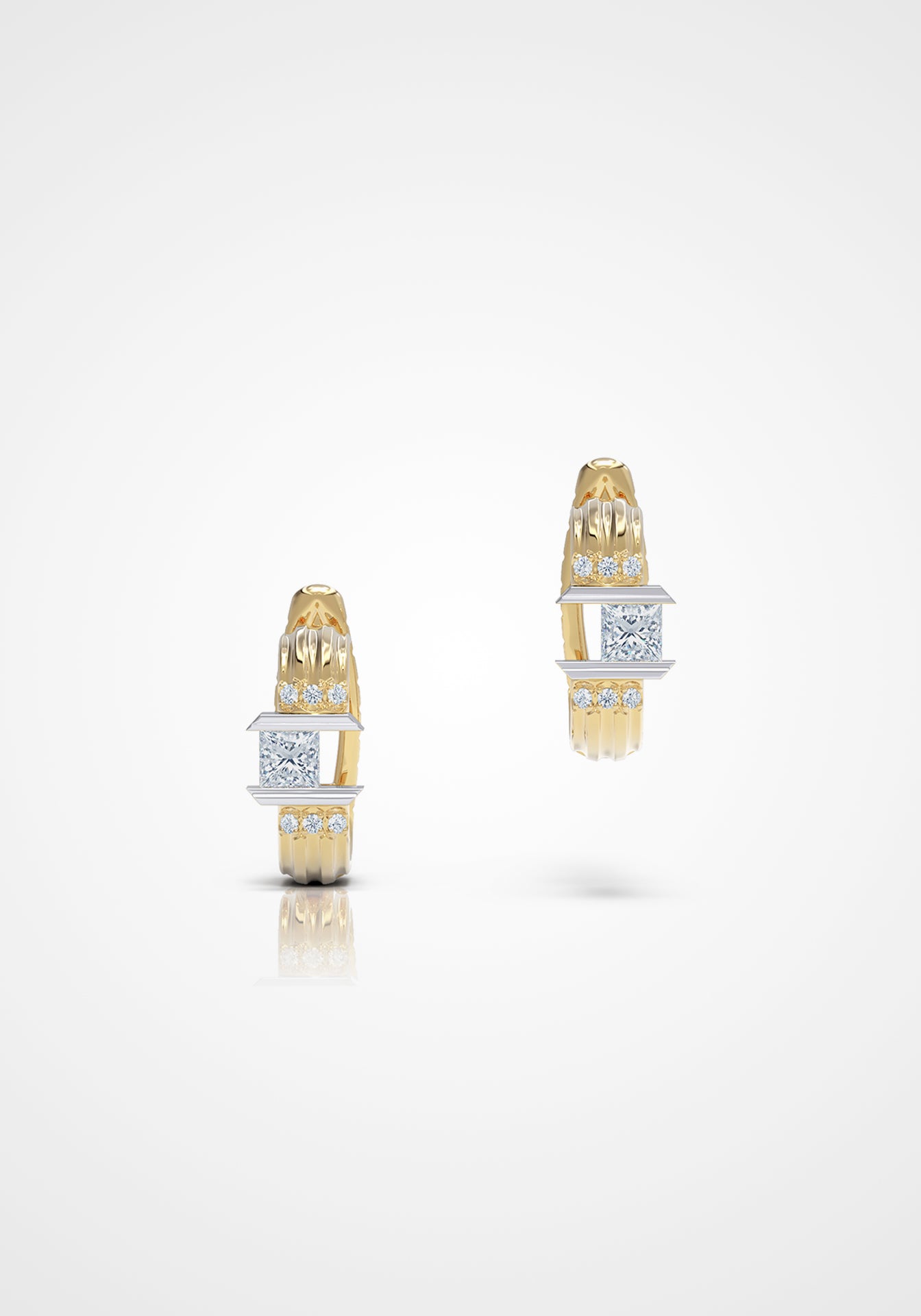 The Princess Flutes, 18K Gold + Diamond Earrings