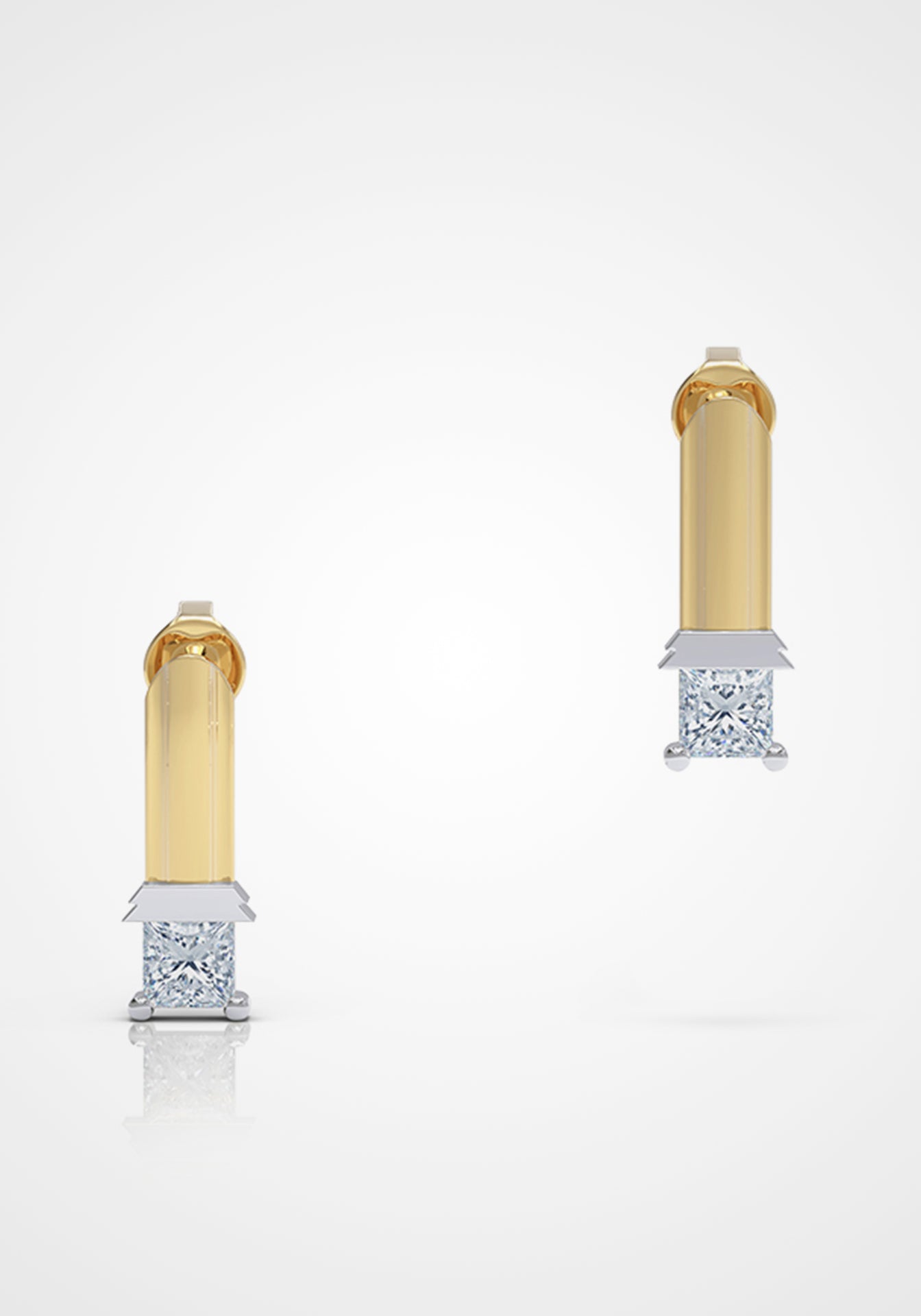 The Princess Piccolos, 18K Yellow Gold + Diamond Earrings
