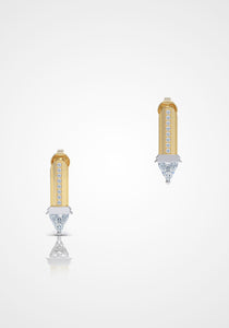 The Trilliant Piccolos, 18K Yellow Gold + Diamond Earrings