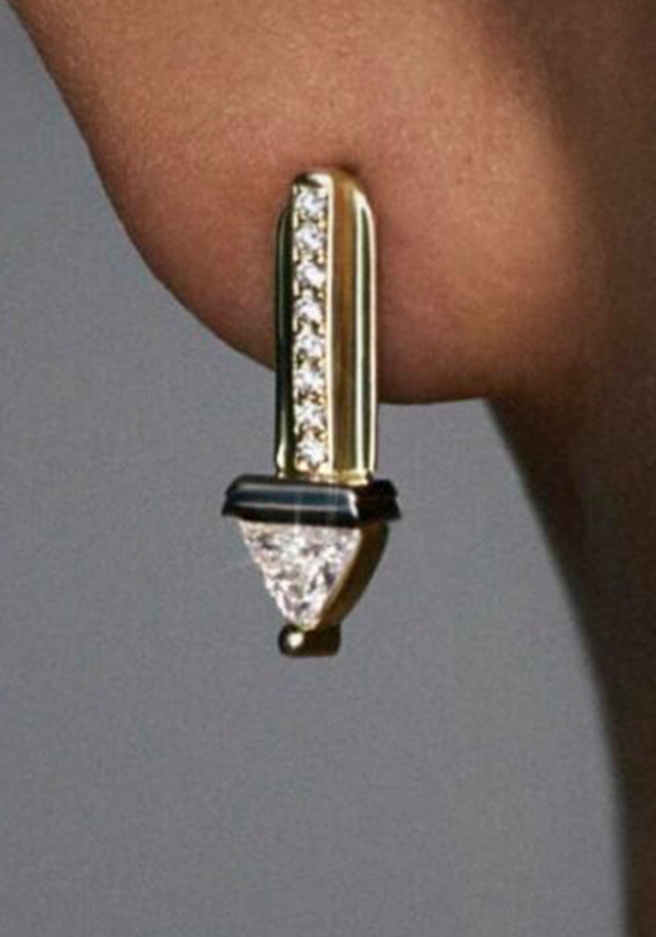 The Trilliant Piccolos, 18K Yellow Gold + Diamond Earrings