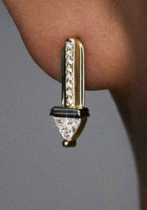The Trilliant Piccolos, 18K Yellow Gold + Diamond Earrings