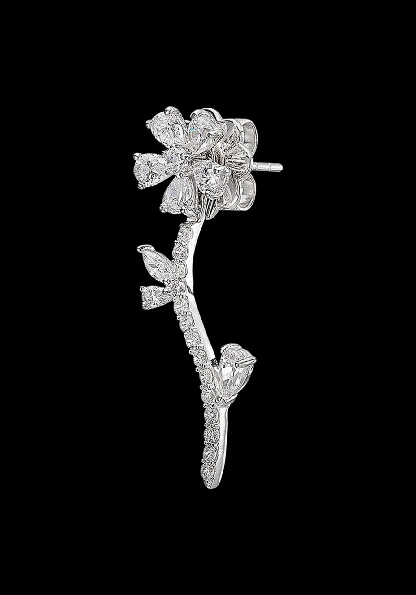 Marguerite, 18K White Gold + Diamond Earrings