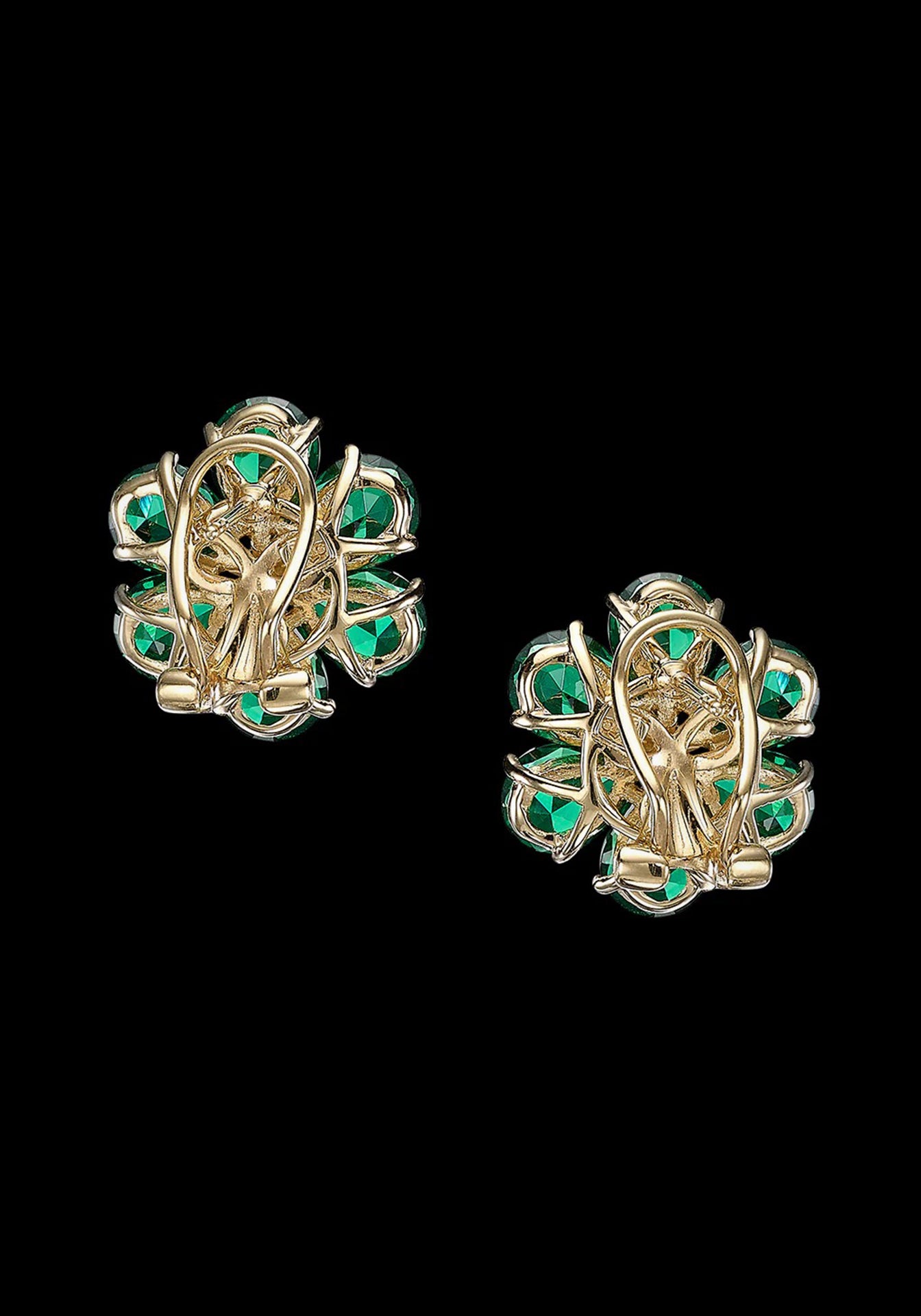 Marguerite Daisy, 18K Yellow Gold + Emerald Earrings