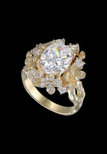 Golden Posy, 18K Yellow Gold + Diamond Ring