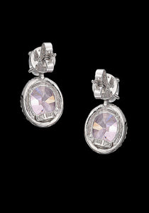 Rose Celestial Halo, 18K White Gold + Diamond Earrings