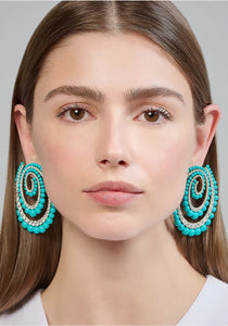 Vortex, 18K Yellow Gold + Turquoise Hoop Earrings