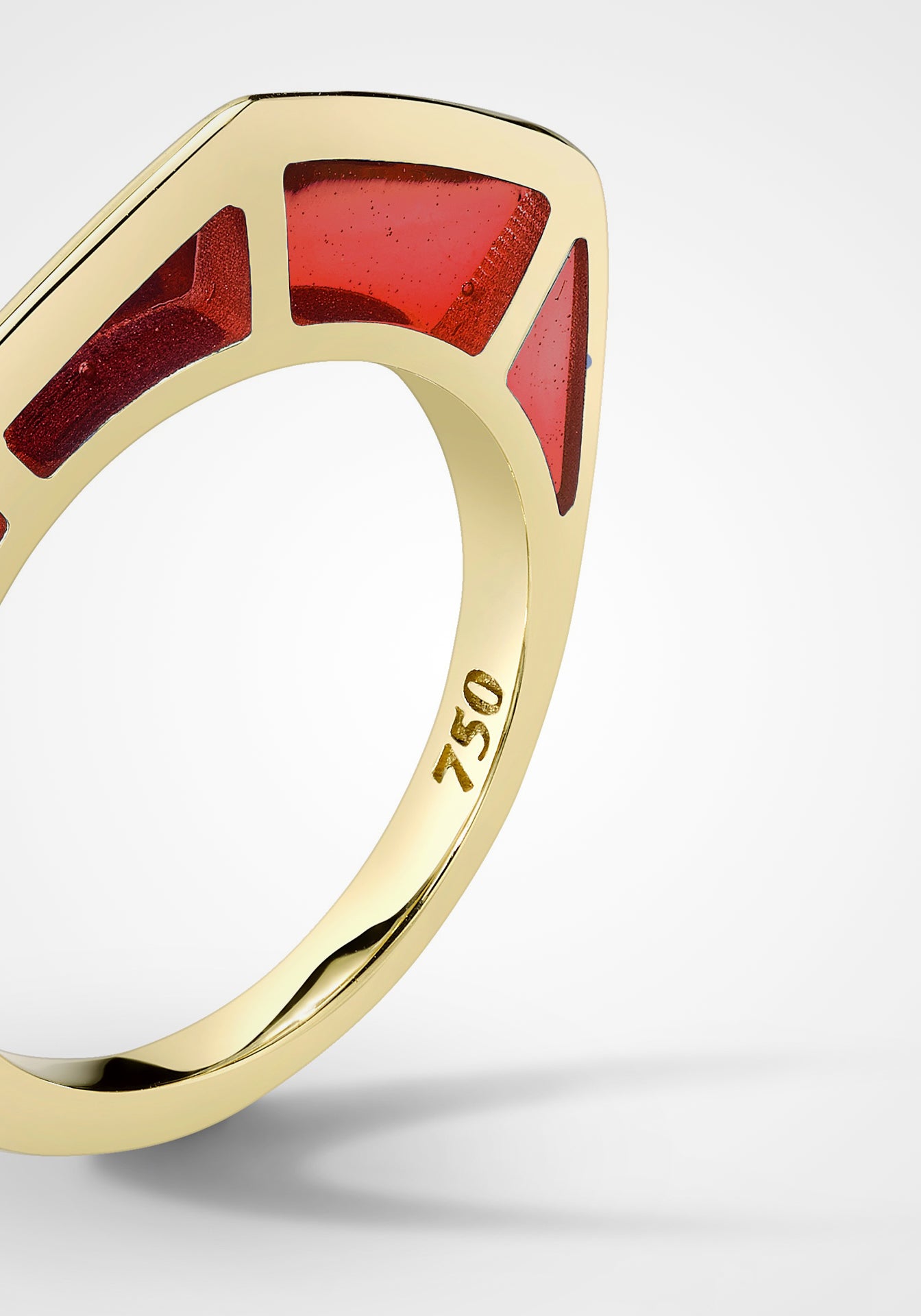 Cobra, 18K Yellow Gold + Red Enamel Ring