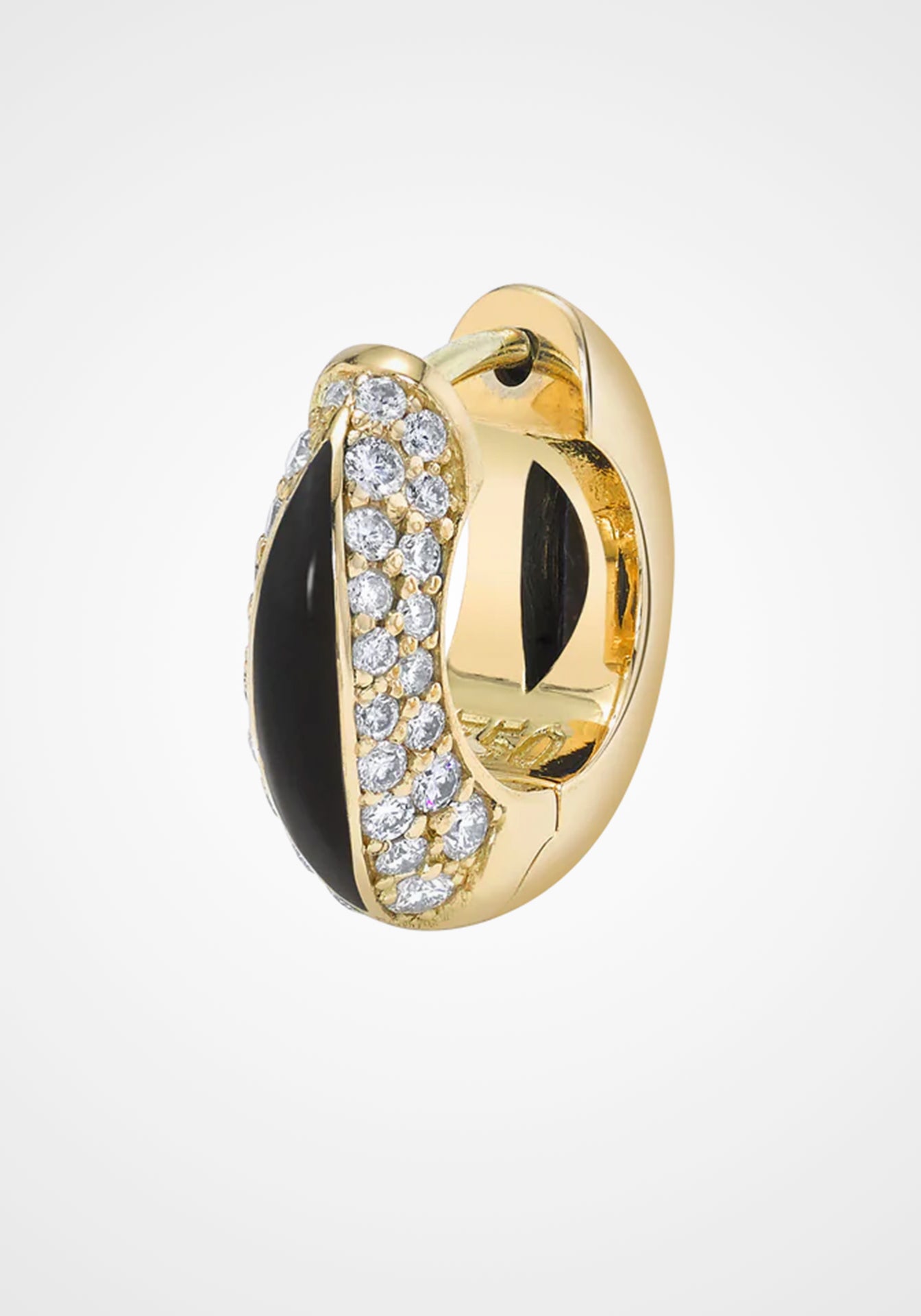 The Perfect, 18K Yellow Gold, Jade Inlay + Diamond Huggies