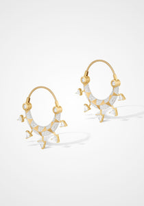 Ulaia, 14K Brushed Yellow Gold + Diamond Earrings