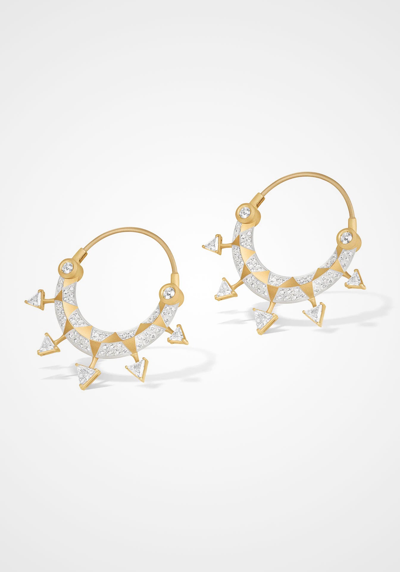 Ulaia, 14K Brushed Yellow Gold + Diamond Earrings