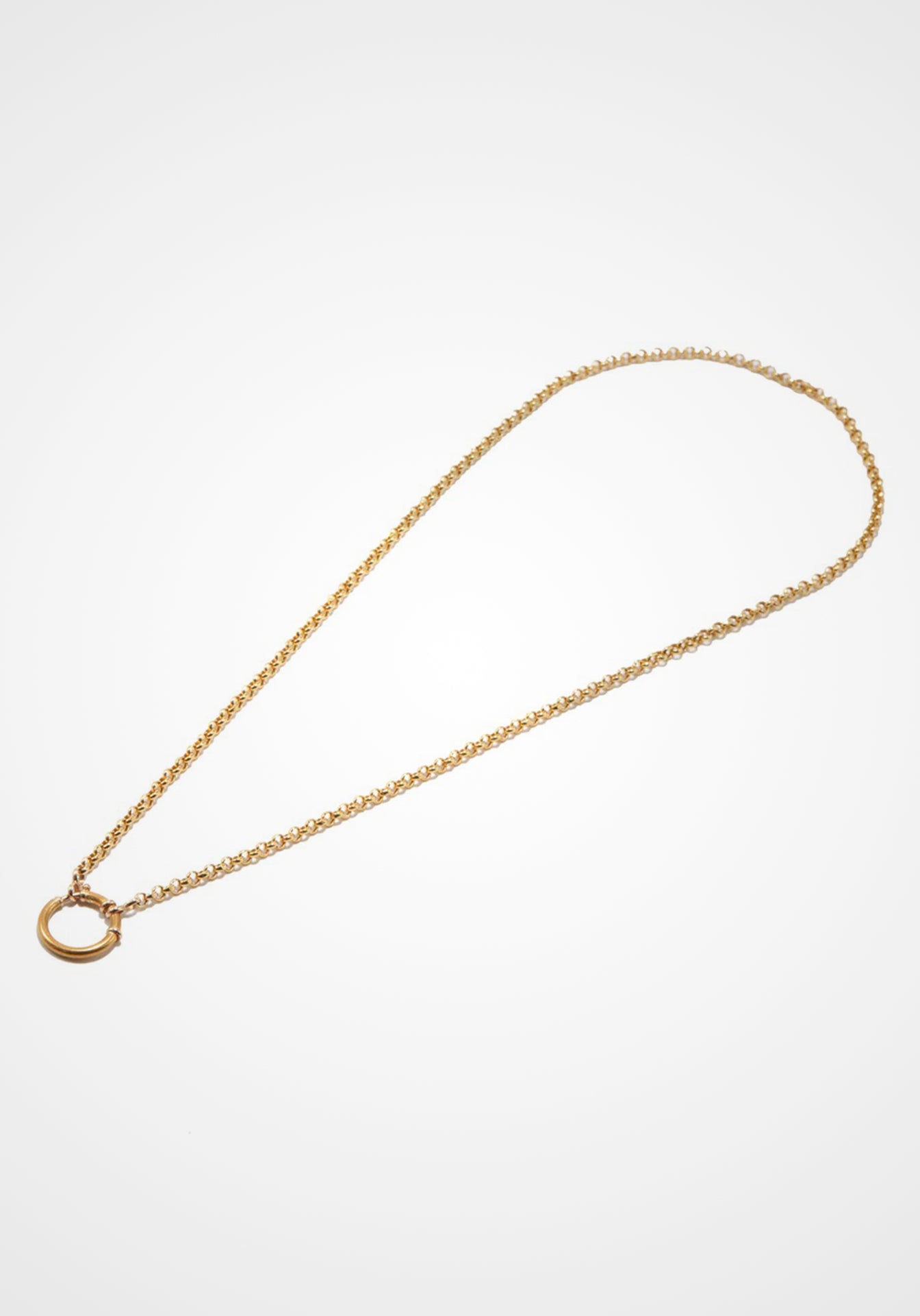 Small Belcher with Bolt Clasp, 14k Yellow Gold Chain