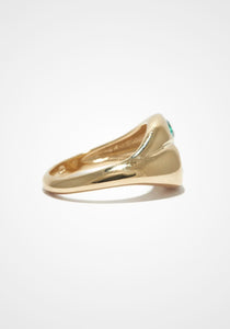 Toi et Moi Pear Bubble, 14K Yellow Gold, Emerald + Diamond Ring