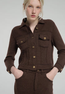 Denim Fitted Cashmere + Cotton Jacket