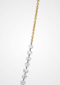 Floating Diamond Drilled, 18K Yellow Gold + Platinum Tennis Necklace