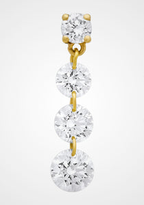 Floating Drilled Diamond, 18K Yellow Gold Drop Earrings