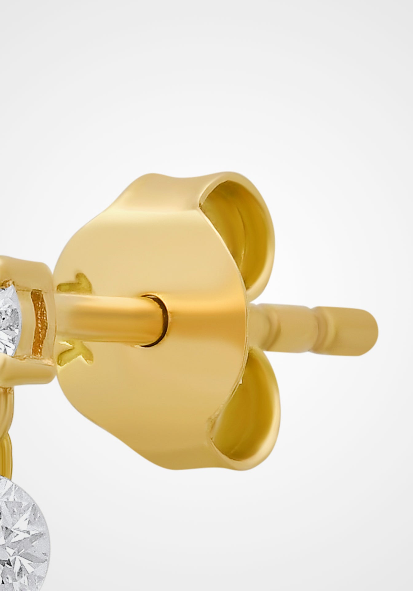 Floating Drilled Diamond, 18K Yellow Gold Drop Earrings