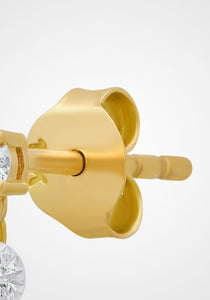 Floating Drilled Diamond, 18K Yellow Gold Drop Earrings
