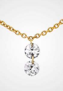 Floating Drilled Diamond, 18K Yellow Gold Drop Necklace