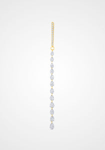 Floating Drilled Diamond, 18K Yellow Gold Pear Drop Earrings