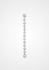 Floating Drilled Diamond, 18K Yellow Gold Shape Drop Earrings