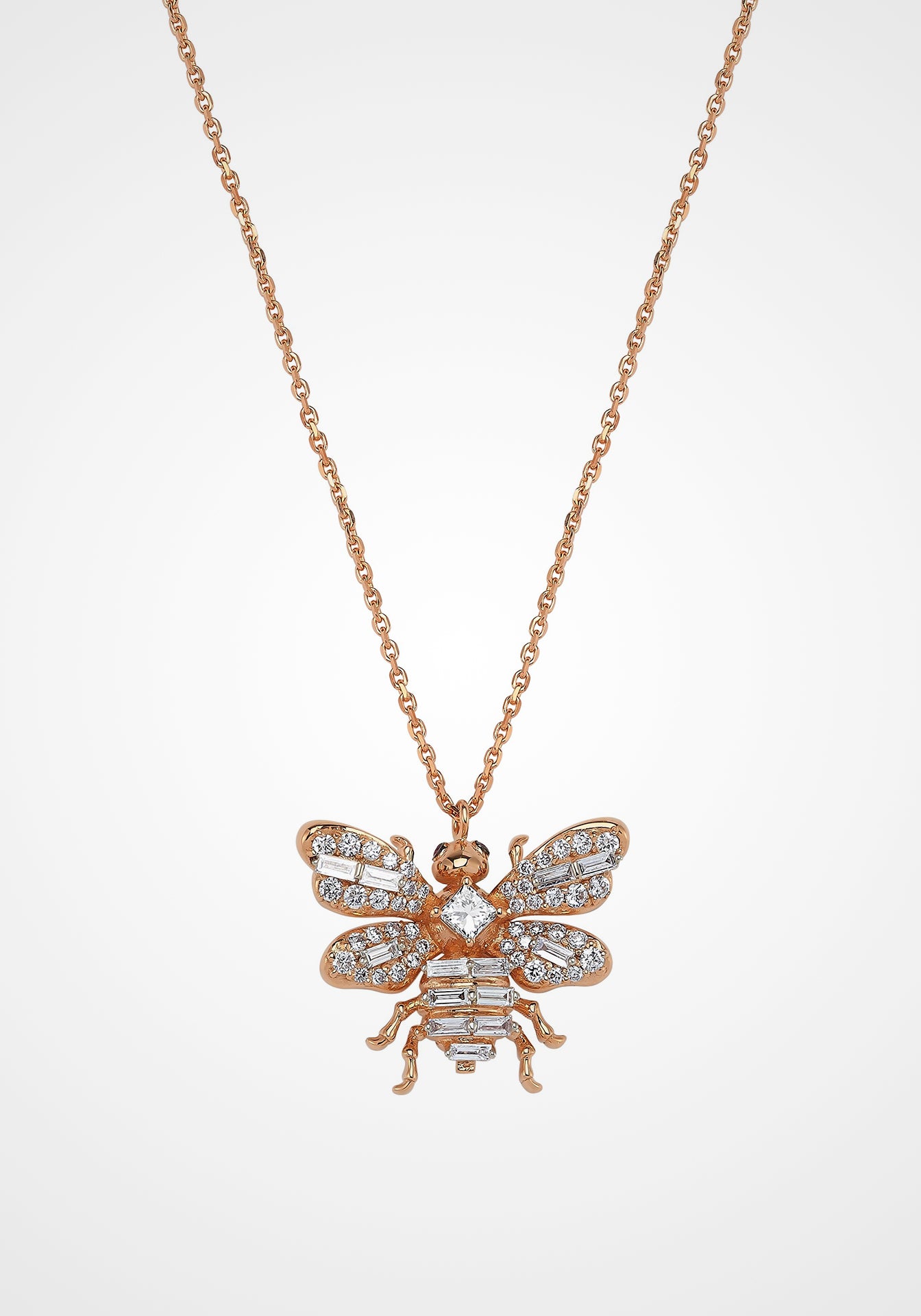 Queen Bee, 18K Rose Gold + Diamond Pendant