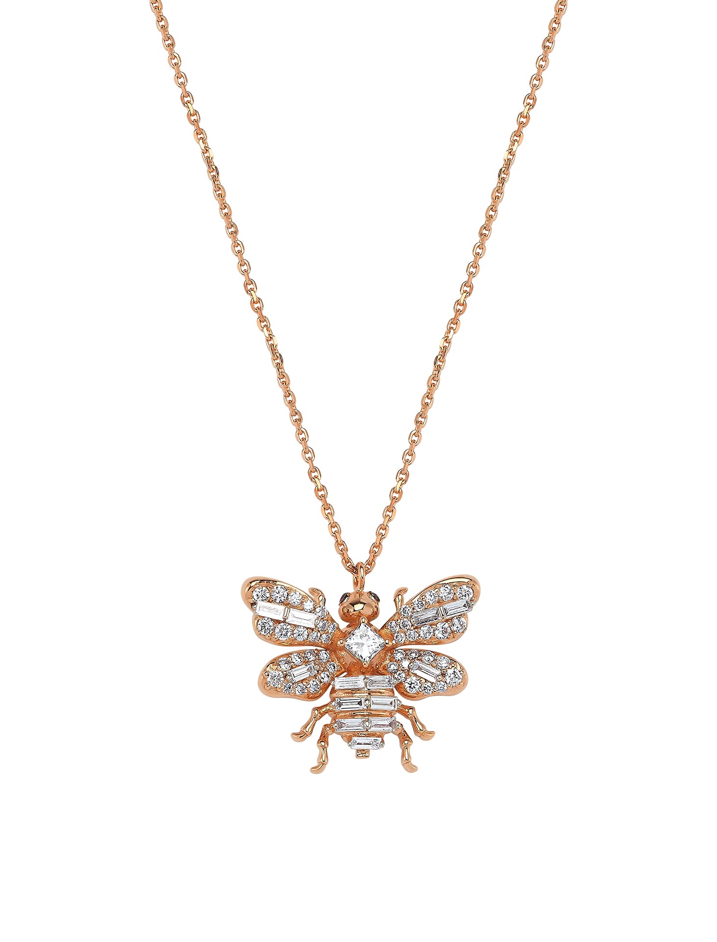 Queen Bee, 18K Rose Gold + Diamond Pendant
