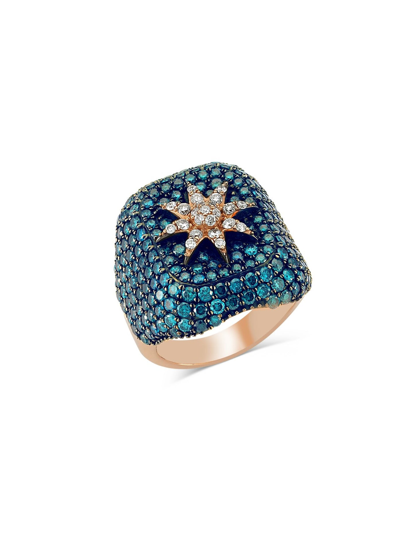 14K Rose Gold Diamond Star Ring