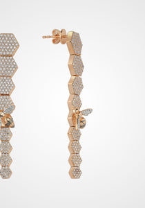 Honeycomb, 14K Rose Gold + Diamond Earring