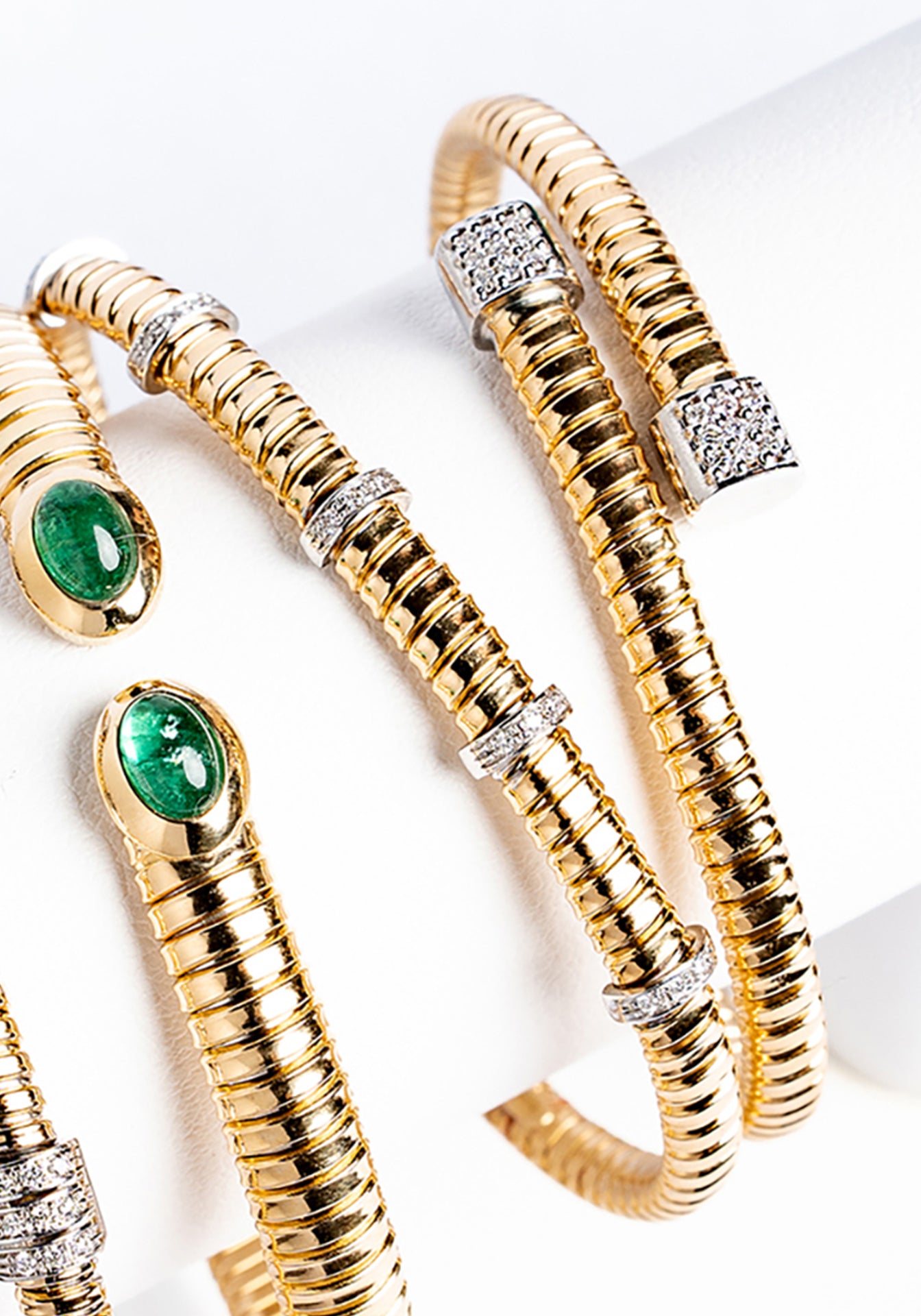Tubogas Cube Bypass, 18K Yellow Gold + Diamond Bracelet