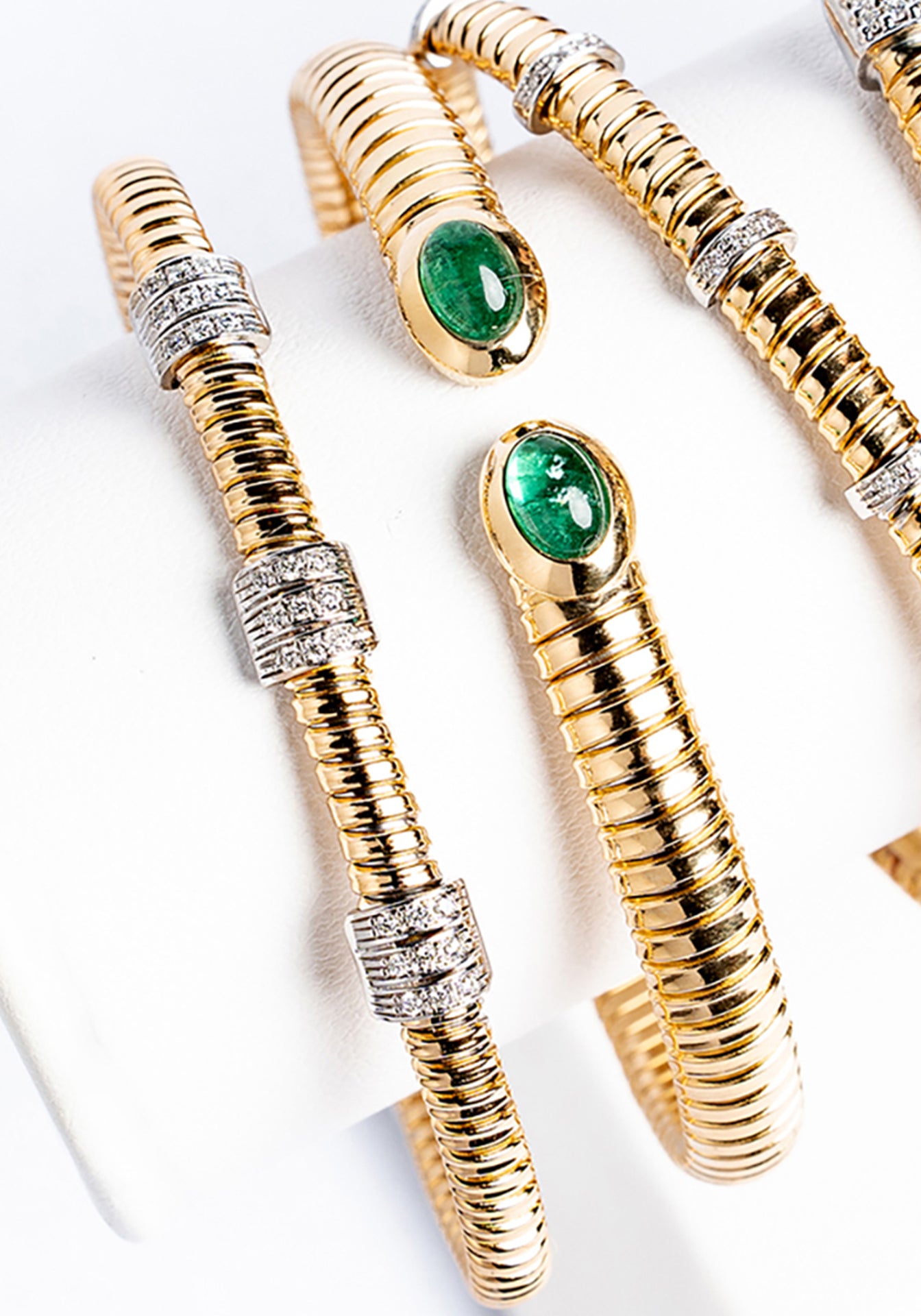 Tubogas Cube Bypass, 18K Yellow Gold + Diamond Bracelet